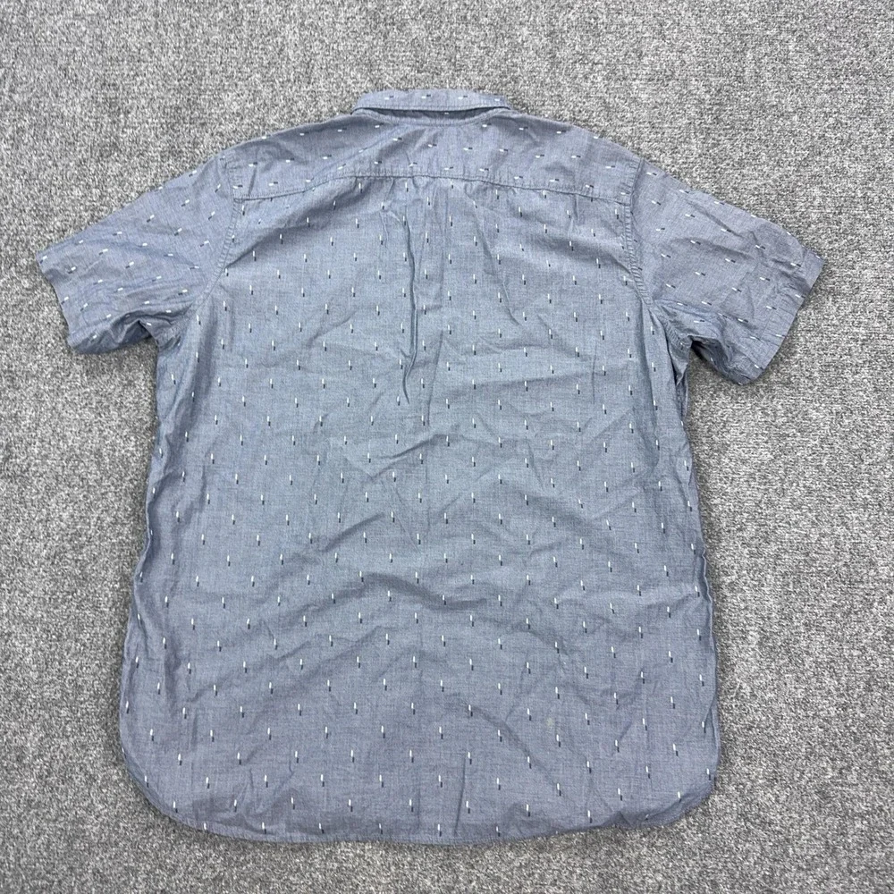 Banana Republic Shirt Mens XLT Blue Chambray Geometric Short Sleeve Button Front